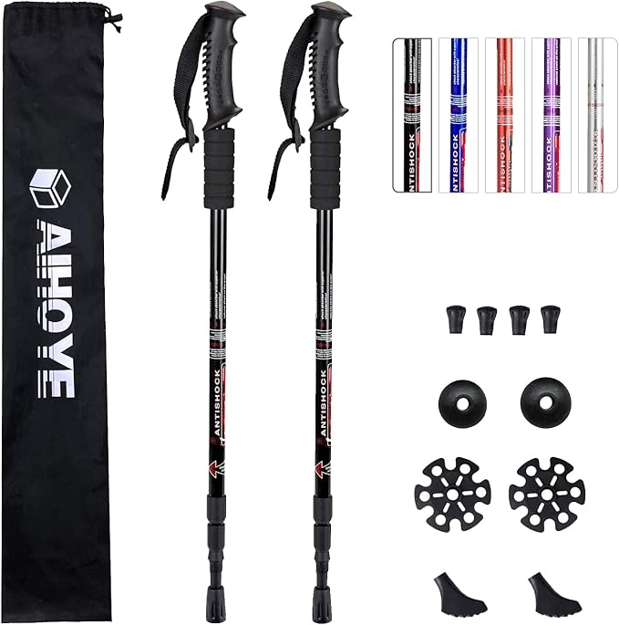 Aihoye Hiking Trekking Poles, 2 Pack Collapsible,